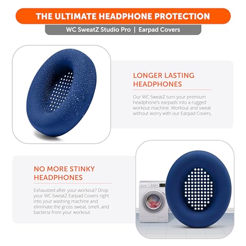 WC SweatZ Studio Pro - Patented Silicone Earpad Covers for Beats Studio Pro | Made by Wicked Cushions | Sweatproof & Easily Washable | Navy - color: Navy