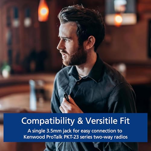 Kenwood KHS-34 Walkie Talkie Earpiece with Mic, C-Ring Ear Piece for Walkie-Talkie, in-Line PTT Switch, Compatible with ProTalk PKT-23 Portable Radios - style: KHS-34