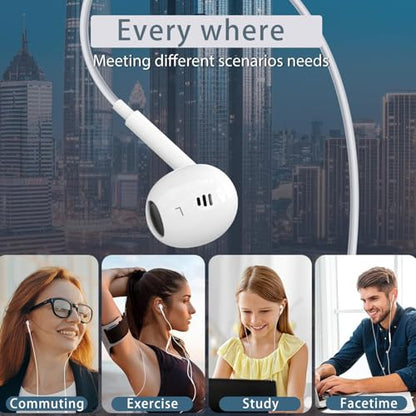 USB C Headphones for iPhone 17/16/15 Pro Max Plus,Type C Earphones 2 Pack | Wired Earbuds with Microphone,Volume Control,HiFi Stereo,Noise Cancelling