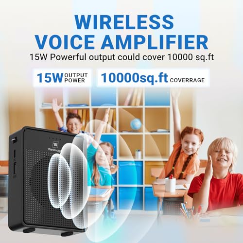 Voice Amplifier Wireless Microphone Headset B002, Original Sound Portable | Microphone and Speaker Set, 15W Megaphone Speaker with Bluetooth Mic, Personal PA System for Teachers Classroom Tour Guide