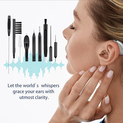 Hearing Aid Cleaning Kit, ARRITZ 11pcs Hearing Amplifier Cleaning Tools with Brushes and Case