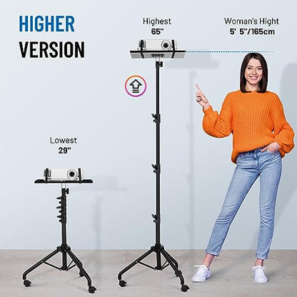 CAHAYA Projector Stand Adjustable Laptop Tripod Stand Portable with Casters | Height 29 to 65in Projector Stand Portable Multifunctional DJ Rack Stand for Outdoor Movies Computer Book DJ Equipment CY0332 - style: Tripod Stand with Casters