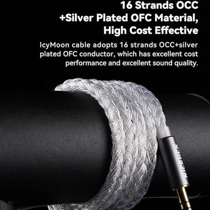 NICEHCK IcyMoon 4.4mm Balanced 0.78mm 2Pin HiFi IEM Upgrade Cable | 16-strand OCC silver plated OFC wire, balanced lossless audio, compatible with 0.78mm 2Pin IEM & 4.4mm players - size: 4.4mm with 0.78 2Pin