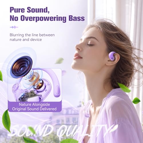 Xmenha Over The Ear Earbuds Open Ear Headphones Over The Ear Headphones | Over Ear Earbuds Air Bone Conduction Earbuds Earphones Air Bone Conducting Conduction Headphones Bluetooth - color: Purple, style: Normal