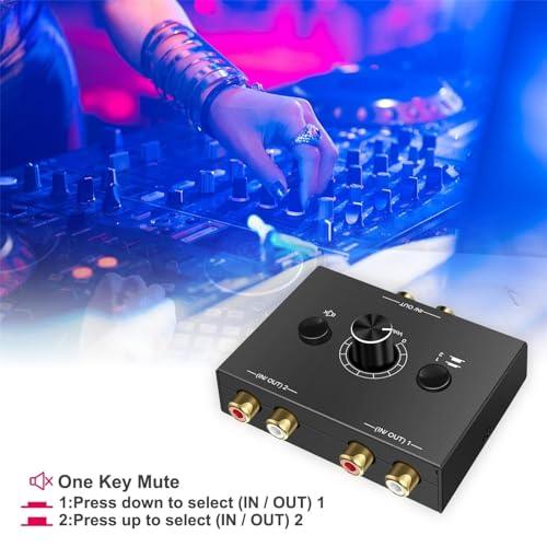 ZEZEFUFU Audio Switcher Audio Splitter Switcher Box, Bi-Directional 3.5mm RCA Stereo Audio Switcher