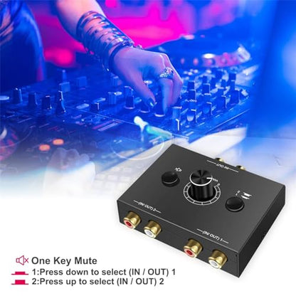 ZEZEFUFU Audio Switcher Audio Splitter Switcher Box, Bi-Directional 3.5mm RCA Stereo Audio Switcher