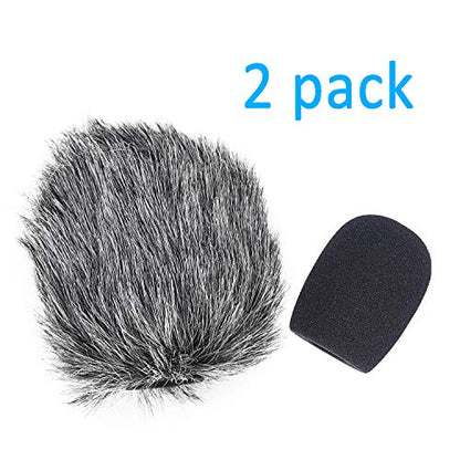 YOUSHARES VideoMicro Microphone Foam windscreen & Deadcat Wind Shield, Foam & Furry Wind Muff for Rode VideoMicro and VideoMic Me Me-L Mic (2 Pack) - color: Fur+Foam