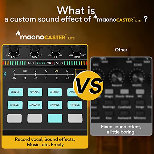 MAONO Podcast Equipment Bundle with Audio Mixer & 3.5mm Mic for Streaming | All-in-one audio production, PC and smartphone-compatible, 4 custom soundpads, for creators, home podcast setup AU-AM200-S1 - color: AU-AM200-S1 Black