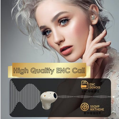 TINGER Mini Semi-in-Ear Bluetooth 5.4 Earbuds- 20H Battery Life Wireless Headphones, Ultra-Compact Design with Clear Calls, Sweatproof for Running/Gym/Travel（Beige） - color: Beige