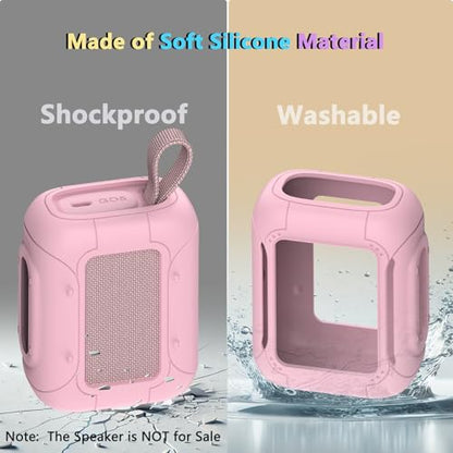 Silicone Cover and Hard Carrying Case for JBL Go 5 Bluetooth Speaker | Protective Cases for Go 5 Speaker Accessories, Scratch-Resistant and Drop-Proof Cover (Pink) - color: Pink