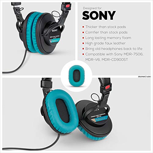 Brainwavz Replacement Earpads for SONY MDR 7506, V6, CD900ST, Memory Foam Ear Pad & Suitable for Other On Ear Headphones, TURQUOISE - color: Turquoise