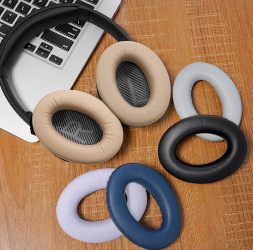 GEVO Premium Replacement Ear Pads for Bose QC35 & QC35ii Headphones - Beige | Fits QuietComfort 35 & 35ii / SoundLink 1&2 AE（Over-Ear）- Soft Protein Leather · Adaptive Memory Foam and Extra Durable - color: Beige