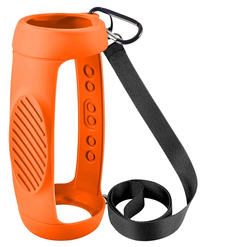 JB charge 5 Bluetooth Speaker Silicone protecitve Case protable, JB charge 5 Travel Carrying Case with Shoulder Strap and Carabiner (Orange) - color: Orange