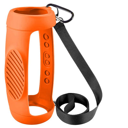 JB charge 5 Bluetooth Speaker Silicone protecitve Case protable, JB charge 5 Travel Carrying Case with Shoulder Strap and Carabiner (Orange) - color: Orange