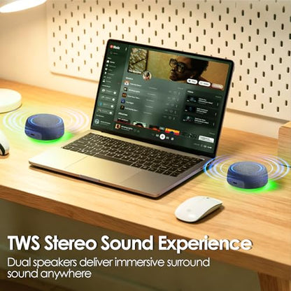 Dual Bluetooth Speaker Set with TWS & Magnetic Base Wireless Speakers - color: Gray