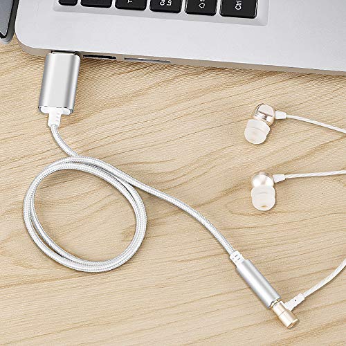 USB to 3.5mm Headphone and Microphone Jack Audio Adapter with 3.5mm Combo Aux Stereo Converter for Headset Mac PS4 PC Laptop Desktops External Sound Card Audio for Windows (100cm, White) - color: white