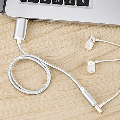 USB to 3.5mm Headphone and Microphone Jack Audio Adapter with 3.5mm Combo Aux Stereo Converter for Headset Mac PS4 PC Laptop Desktops External Sound Card Audio for Windows (100cm, White) - color: white