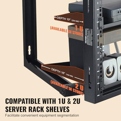 VEVOR 9U Server Rack, Wall Mount Network Rack for 19 Inch IT & AV Equipment, Open Frame 18" Deep 150 lbs Max Load Capacity - size: 9U-1
