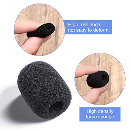 Weewooday 50 Pieces Mini Foam Microphone Windscreen Headset Mic Covers Foam Protection for Small Lapel and Lavalier Microphones(Black)