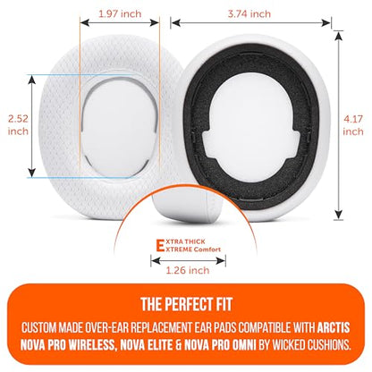 WC Freeze Nova Pro Wireless - Earpads for Arctis Nova Pro Wireless & More | Made by Wicked Cushions | Also fits SteelSeries Nova Elite & Nova Pro Omni(Doesn't Fit Other Models) | White - color: White