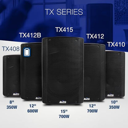 ALTO TX410 350W 10" Powered PA Speaker Bundle with XLR Mic Receiver and Transmitter for Live Performances, Events, Karaoke, Public Address, Presentations - size: 10" PA Speaker