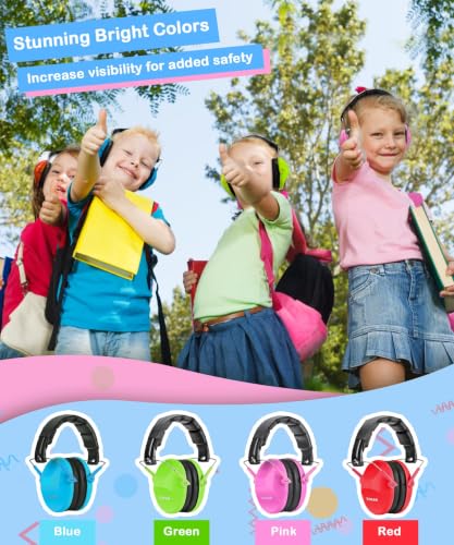 ZOHAN Kids Noise Cancelling Headphones - 25dB NRR Kids Ear Protection 2 Pack, Hearing Protection Safety Ear Muffs for School Monster Truck Fireworks Travel Studying Concerts Autism, Blue and Pink - color: Blue+hot Pink