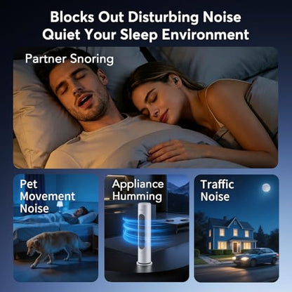Side Sleeper Sleep Earbuds, Ultra Flat Invisible Hidden Bluetooth Headphones, Zero Pressure White Noise Sleep Earphones, No Lights or Pop-Up Alerts for All Night Comfortable Undisturbed Sleep
