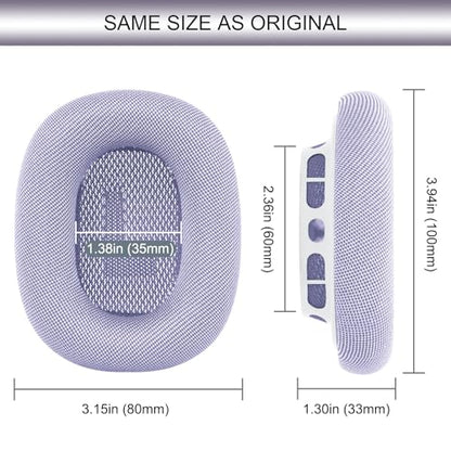 GEVO Upgraded Ear Cushions Replacement Earpads for AirPods Max 1 & 2 Headphones, Mesh Fabric Ear Pads Ear Covers Cups with Memory Foam and Magnet for AirPods Max 1 & 2 (Purple) - color: Purple
