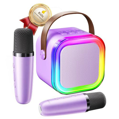 Kinglucky Mini Karaoke Machine for Kids, Top Birthday Gift Pick for Girls Ages 3-12 Years Old, Kids' Personal Video Players Accessories with 2 Mics Singing Present Toy Purple - color: Purple