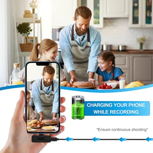 USB C Wireless Lavalier Microphone for iPhone 17 16 Pro Max 16e 15,Samsung | Galaxy S26 S25 A16 S24,Noise Reduction Mini Lapel Mic Clip on,Lav Mic on Video Recording,Tiktok,Youtube,Vlog,Live Streaming