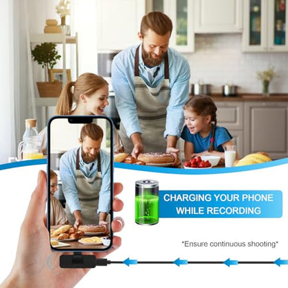 USB C Wireless Lavalier Microphone for iPhone 17 16 Pro Max 16e 15,Samsung | Galaxy S26 S25 A16 S24,Noise Reduction Mini Lapel Mic Clip on,Lav Mic on Video Recording,Tiktok,Youtube,Vlog,Live Streaming