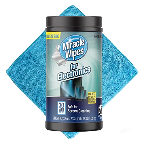 MiracleWipes for Electronics Cleaning - Screen Wipes Designed for TV, Phones, Monitors and More - Includes Microfiber Towel - (30 Count) - size: 30 Count (Pack of 1)