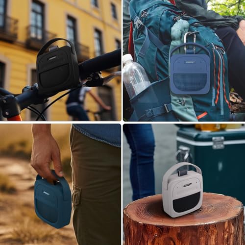 for Bose New SoundLink Micro 2nd Gen Speaker Silicone Case, Twilight Blue | 1:1 Molded Fit, Shock Absorption, Metal Carabiner, Flexible Carry Handle, Anti-Slip Texture, Elastic Recovery - color: Dark Blue Case