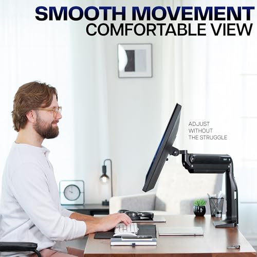 VIVO Aluminum Ultrawide Monitor Stand, Classic + USB, Fits up to 49 inch Screens, Single Articulating Pneumatic Arm, USB Ports, C-Clamp and Grommet Desk Mount, Max VESA 200x100, Black, STAND-V100HU - style: Classic + USB