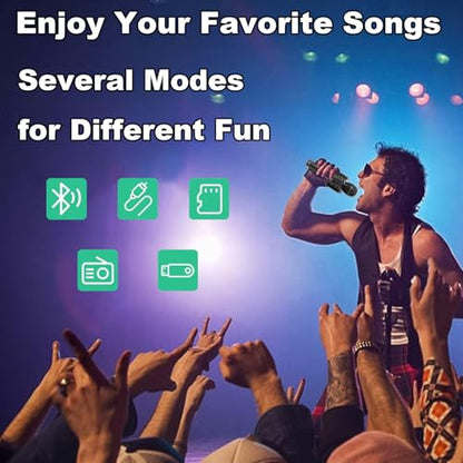 Wireless Bluetooth Karaoke Microphone Portable Handheld Mic Speaker 3-in-1 for All Smartphones Gifts Black
