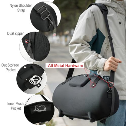 Case for JBL Boombox 3/Boombox 2/Boombox Portable Speaker, Travel Carrying Case Stand Up Hard Case Replacement Cover w Shoulder Strap Tote Handle (Black w One Mesh Pocket One Outer Pocket)