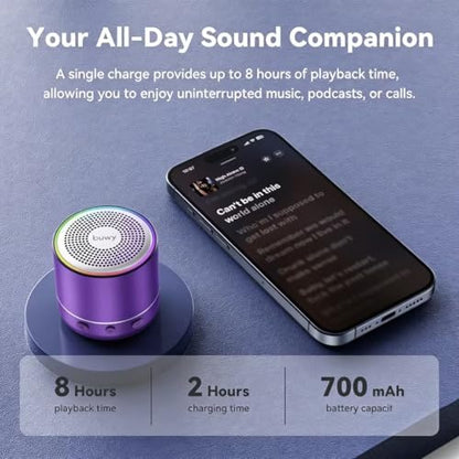 Small Speaker,2026 Brief Design Portable Bluetooth Speaker with Loud Stereo Sound and Robust Bass, Mini Speaker Easy to Carry, IPX7 Waterproof Speaker for Shower, Room Purple - color: Purple