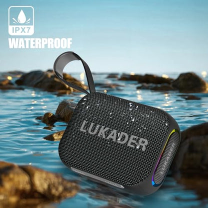 Portable Bluetooth Speaker Waterproof,Mini Shower Speaker,RGB Lights,IPX67 HD Sound Up to 24Hrs Playtime,True Wireless Stereo,Stocking Stuffers for Teens Women Men, White Elephant Gifts - Black