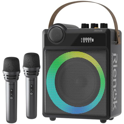 RIENOK 100W Portable Voice Amplifier with 2 Wireless Microphones S17