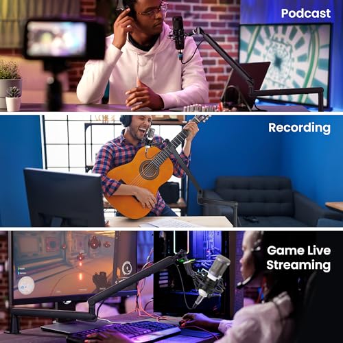 CAHAYA Table Microphone Arm - Podcasting and Streaming Metal Adjustment