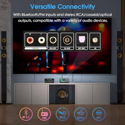 Douk Audio B1FM Bluetooth 5.1 Receiver DAC, HiFi Stereo Music Player with LDAC & aptX HD, Premium FM Radio, Optical & Coaxial Digital Outputs, 2.4” Display & Remote for Home Audio Systems