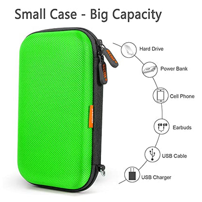 Power Bank Storage Case – GLCON Hard EVA Protective Travel Case | Small Electronic Carrying Pouch for Hard Drive, Cell Phone, Charging Cable, External Battery, Earbuds (Light Green) - color: Light Green