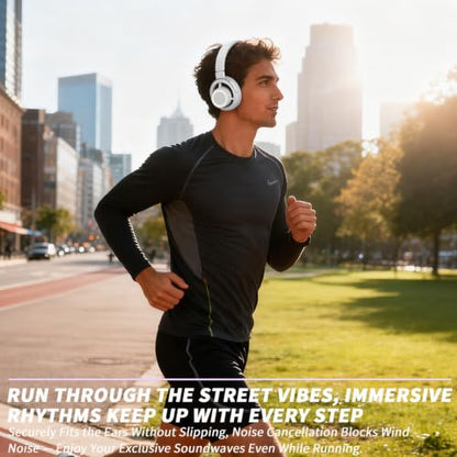 Open-Ear Headphones, 20+ Hour Playtime, Immersive Sound, Wireless Bluetooth Headphones for School, Work, Travel&Daily Use,Grey - color: Grey