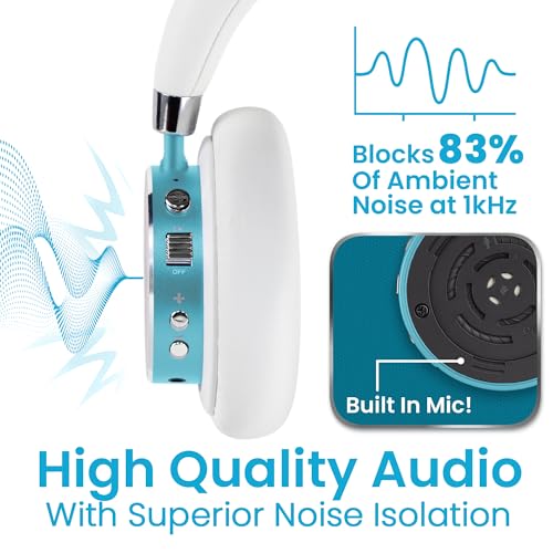 Puro Sound Labs BT2200 Plus Volume Limited Headphones for Kids, Bluetooth, Studio-Grade Audio, Over-Ear & Comfy Design, 20-Hr Battery Life, Easy to Connect Wireless Headphones for Kids, Purple & Teal