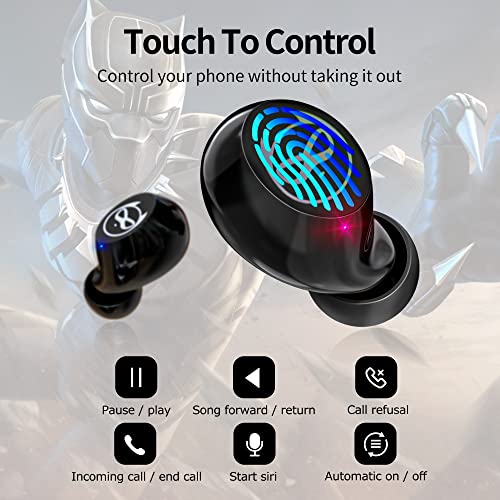 Kids Wireless Earbuds for Small Ears, Touch Control Headset in-Ear Wireless Headphones, Bluetooth 5.3 Noise Reduction Earphones with Blinking Eyes Charging Case - color: B87