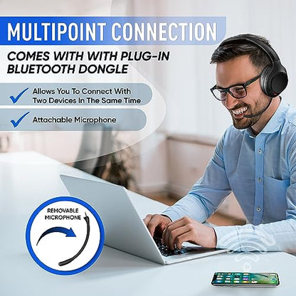 Philips Wireless Headphones Noise Cancelling, Stereo Over Ear Wireless Headphones with Removable Mic, Bluetooth Headset with Microphone, Lightweight and Touch Control, 55 Hours Playtime - style: Noise Canceling-Mic