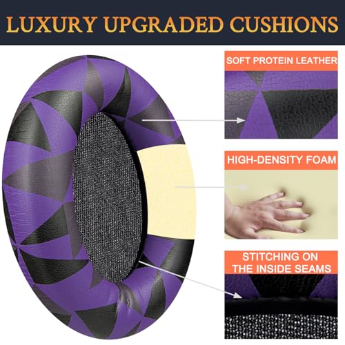 SOULWIT Professional Earpads Cushions Replacement for Sony WH-1000XM3 (WH1000XM3) Over-Ear Headphones, Ear Pads with Softer Protein Leather, Noise Isolation Memory Foam, Added Thickness (Purple Black) - color: Purple Black