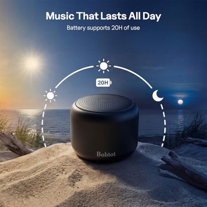 Bobtot Portable Bluetooth Speakers with Strap Easy to Carry Mini Speaker | Wireless IPX5 Waterproof with Loud Stereo Sound, 20 Hours Playtime, Rechargeable Battery, Built-In Microphone, Black - color: Black
