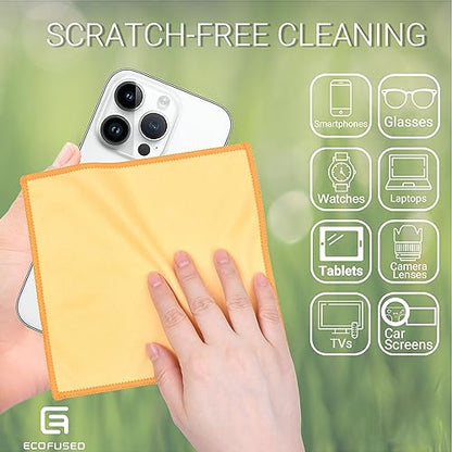 Eco-Fused Microfiber Cleaning Cloths Double-Sided - 5 Pack - 6.6 x 6.2 inch - Microfiber and Suede Cloth for Smartphones, LCD TV, Tablets, Laptop Screens, Camera Lenses (Yellow) - color: 5 Pack - 6.6 X 6.2" (Yellow)
