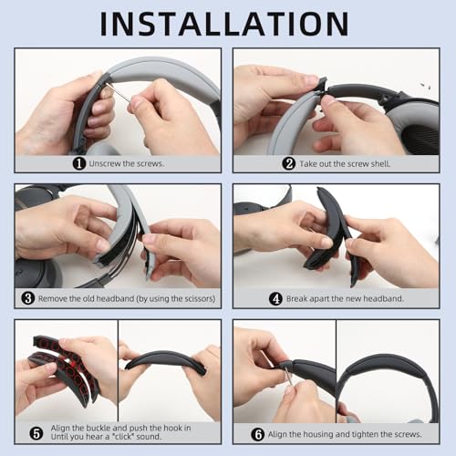 Replacement Headband Cushion and Earpads for Bose QC35 QC45 Headphones with Noise Isolation Memory Foam (Black) - color: Black